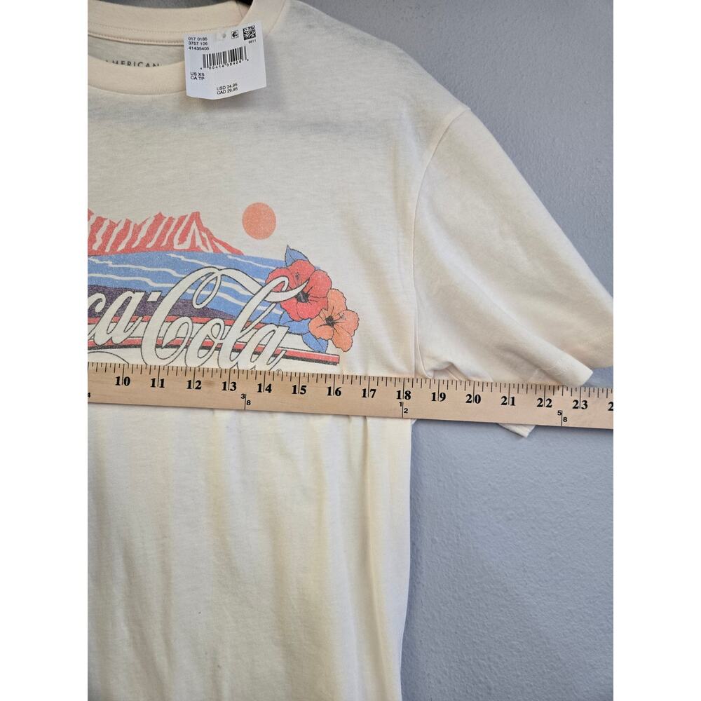 American Eagle Coca-Cola Tropical Graphic Tee Cream NWT Extra Small Beach Summer - Picture 6 of 6